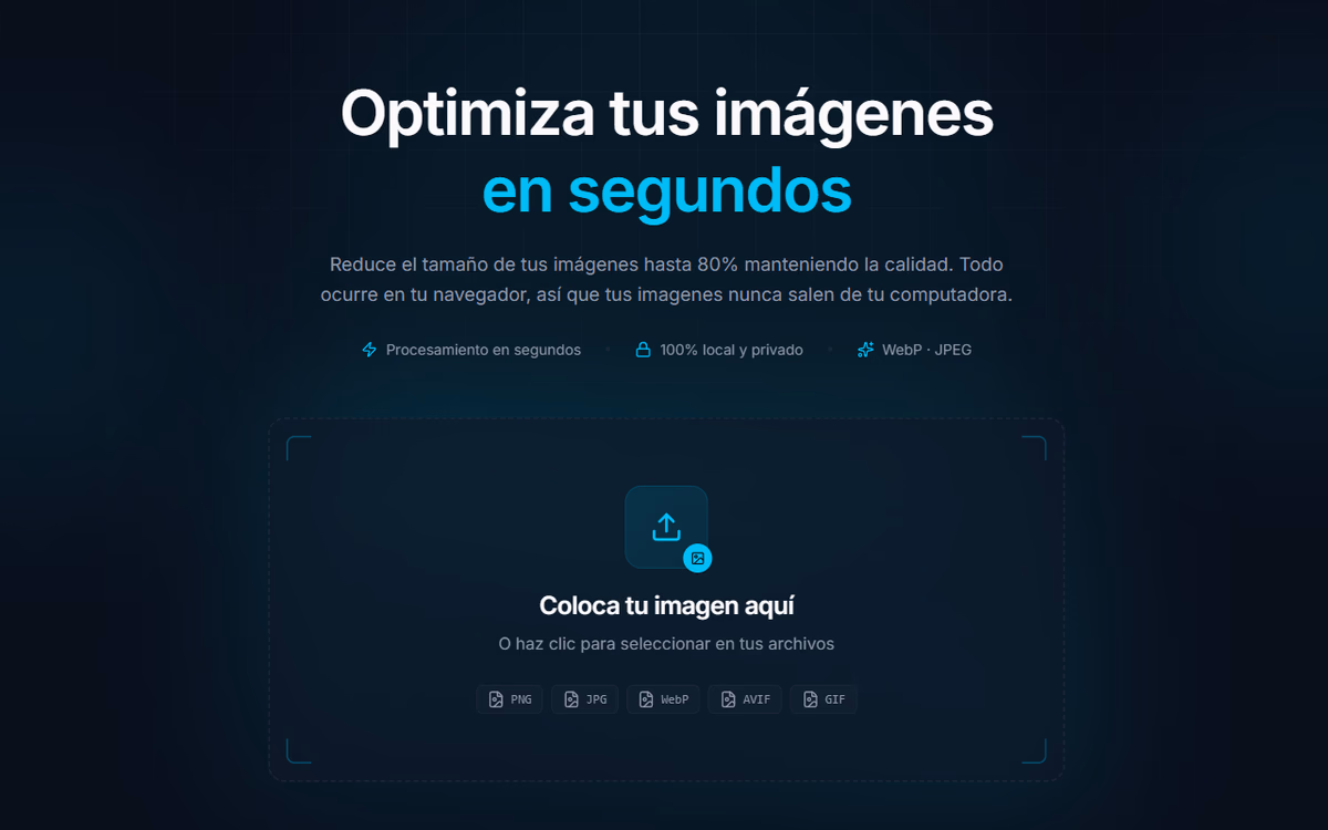 Captura de la interfaz de WebGPU Image Optimizer